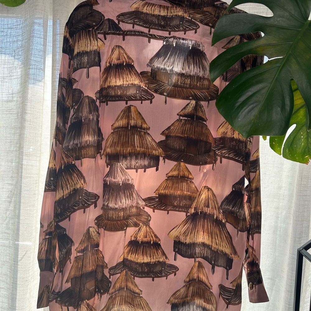 FARM Rio Pink and Brown Patterned Button Down Shirt - Picture 5 of 12